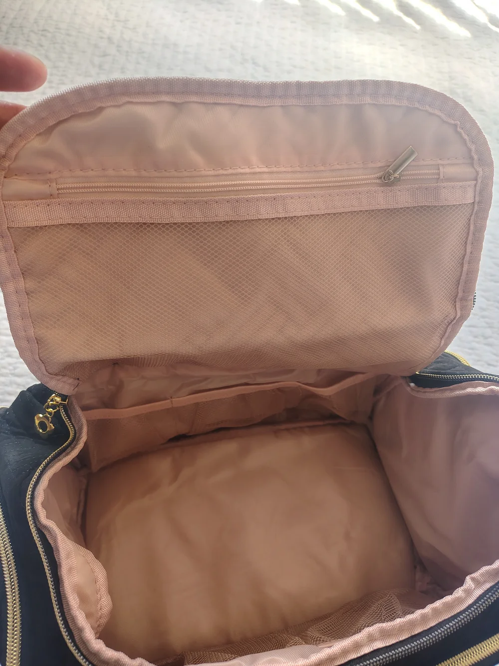 Black  Cosmetic Bag with Gold 'A' Accent